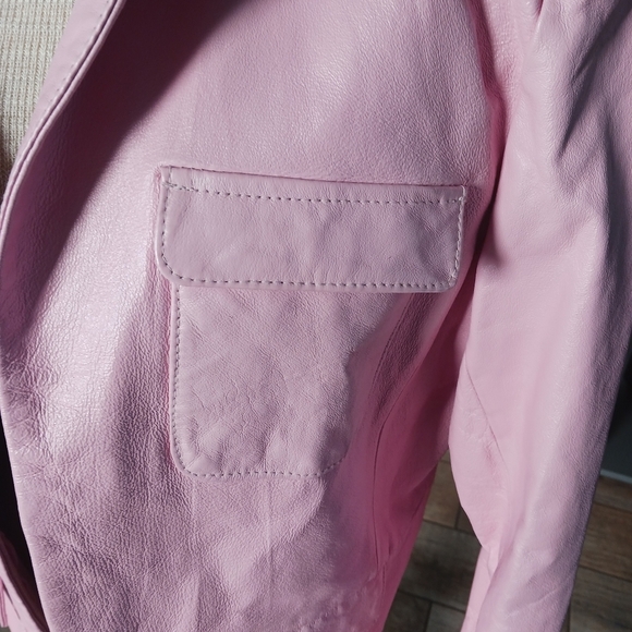 Vintage Leather Womens Jacket Metrostyle Cotton Candy Pink Spring 90s Y2K - Picture 8 of 9